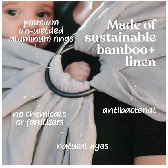 NEW Nalakai Ring Sling, Soft Linen & Bamboo - Regular size, Soft Rain Grey color - Picture 6 of 11